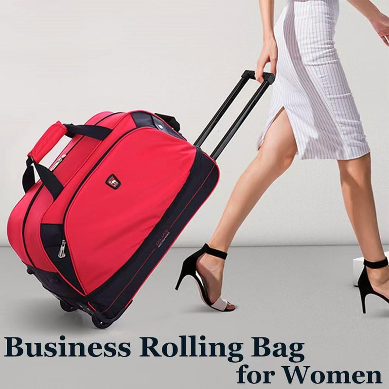 OIWAS Small Rolling Duffle Bag with Wheels, 22 inch Duffel Bag with Wheels Travel Weekend Overnight Carry On Luggage Expandable 50L to 60L Women Men Red - Image 2